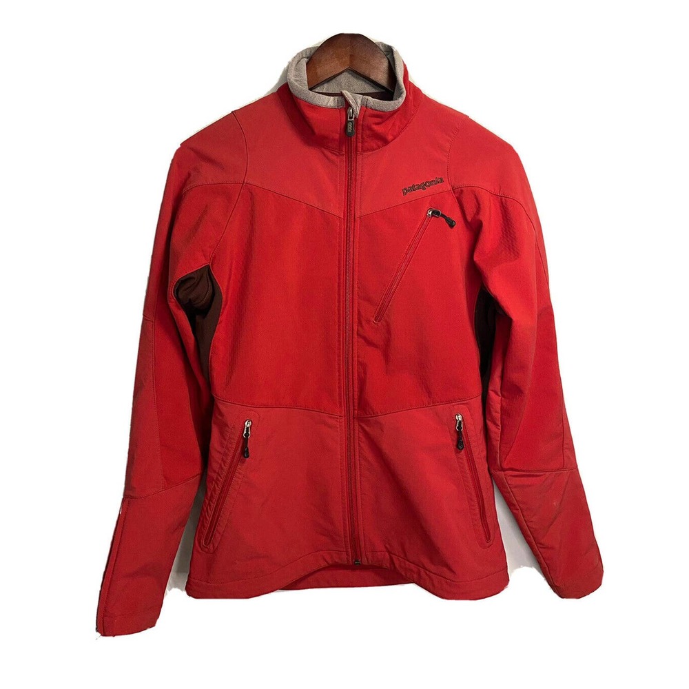 Patagonia Womens Softshell Guide Jacket Full Zip‎ Pockets Red Brown Size XS